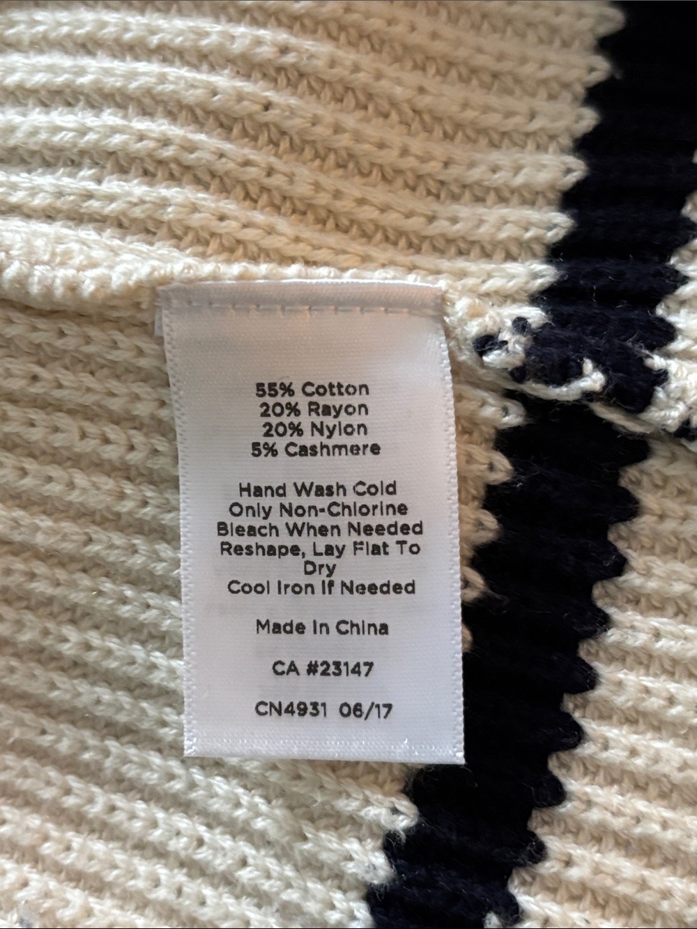 TALBOTS Cream Navy Blue Striped Crewneck Pullover Peplum Sweater Like New S M - Picture 4 of 4